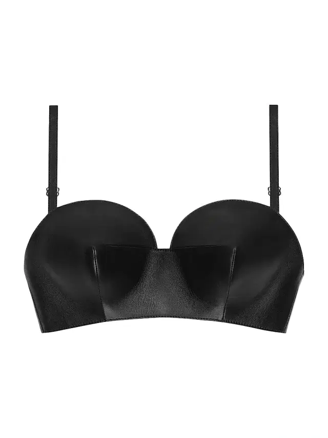 Women's Bra Top in Leather - Black