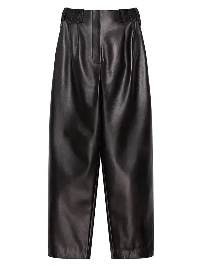 Women's Two-Pleat Pants in Leather - Black