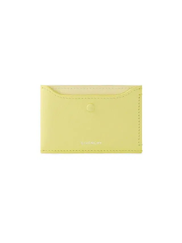Women's Day Card Holder in Grained Leather - Acid Yellow