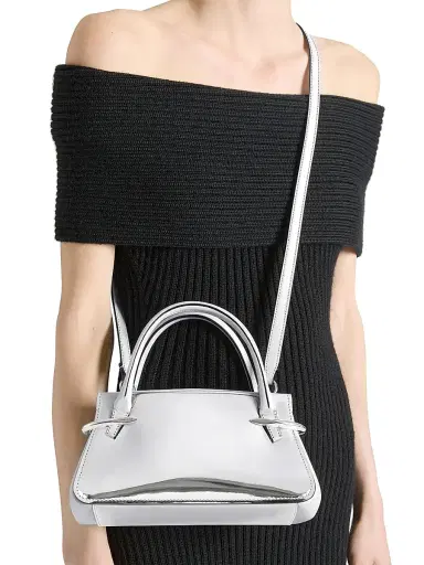Givenchy Women's Mini Pinch Top Handle Bag in Mirror Effect Leather - Silvery | Thumbnail 2