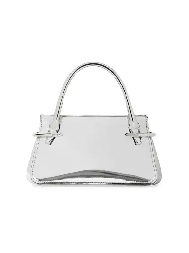 Givenchy Women's Mini Pinch Top Handle Bag in Mirror Effect Leather - Silvery | Thumbnail 1