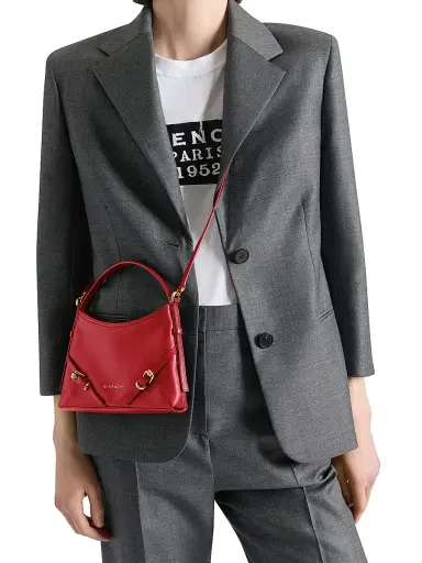 Givenchy Women's Nano Voyou Top Handle Bag in Shiny Leather - Dark Red | Thumbnail 2