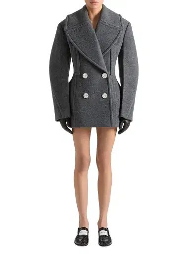 Givenchy Women's Pea Coat in Wool - Slate Blend - Size 12 | Thumbnail 2