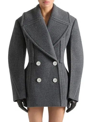 Givenchy Women's Pea Coat in Wool - Slate Blend - Size 12 | Thumbnail 3