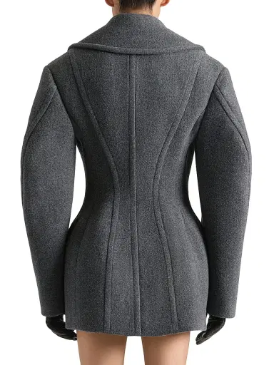 Givenchy Women's Pea Coat in Wool - Slate Blend - Size 12 | Thumbnail 4