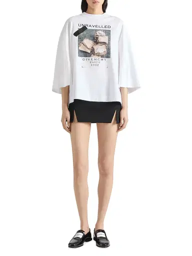 Givenchy Women's T Shirt in Cotton with Unravelled Print - White | Thumbnail 3 Givenchy Women's T Shirt in Cotton with Unravelled Print - White | Thumbnail 3