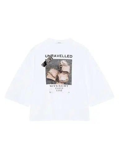 Givenchy Women's T Shirt in Cotton with Unravelled Print - White | Thumbnail 1 Givenchy Women's T Shirt in Cotton with Unravelled Print - White | Thumbnail 1