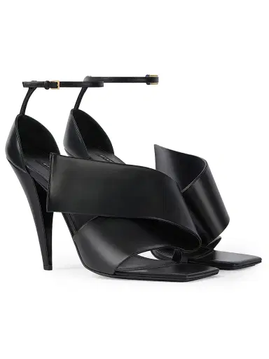 Givenchy Women's Sliced Square Heeled Sandals in Leather - Black - Size 11 | Thumbnail 2