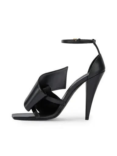 Givenchy Women's Sliced Square Heeled Sandals in Leather - Black - Size 11 | Thumbnail 3