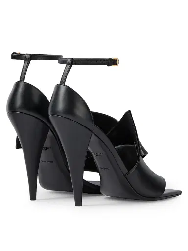Givenchy Women's Sliced Square Heeled Sandals in Leather - Black - Size 11 | Thumbnail 4