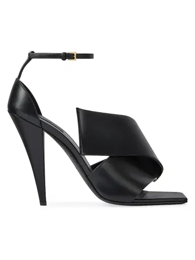 Givenchy Women's Sliced Square Heeled Sandals in Leather - Black - Size 11 | Thumbnail 1