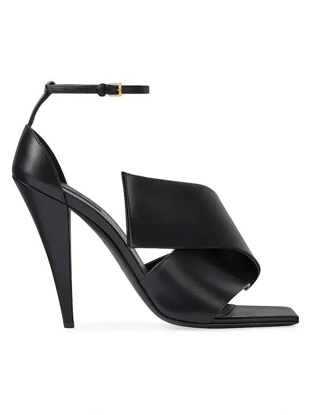 Givenchy Women's Sliced Square Heeled Sandals in Leather - Black