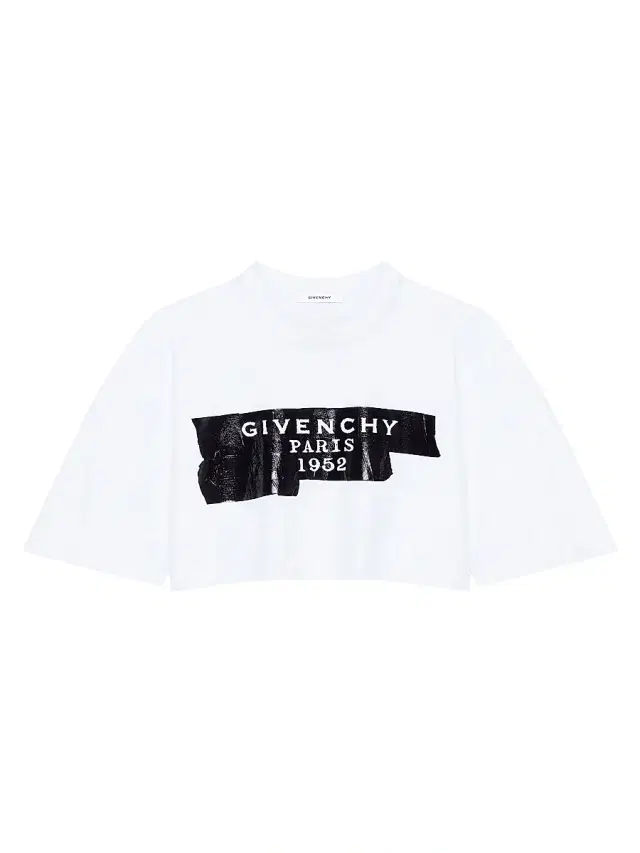 Women's Cropped Fit T-Shirt in Cotton with Tape - White
