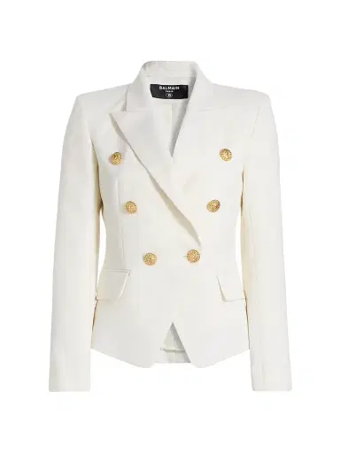 Balmain Women's Fitted Wool Double-Breasted Jacket | Thumbnail 1 Balmain Women's Fitted Wool Double-Breasted Jacket | Thumbnail 1