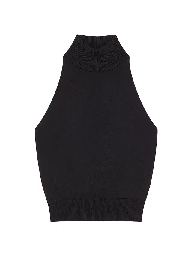 Women's Knitted Top with Open Back - Black