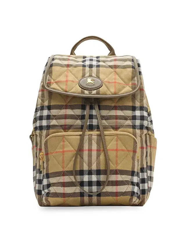 Burberry Women's Horseshoe Check Quilted Backpack - Sand