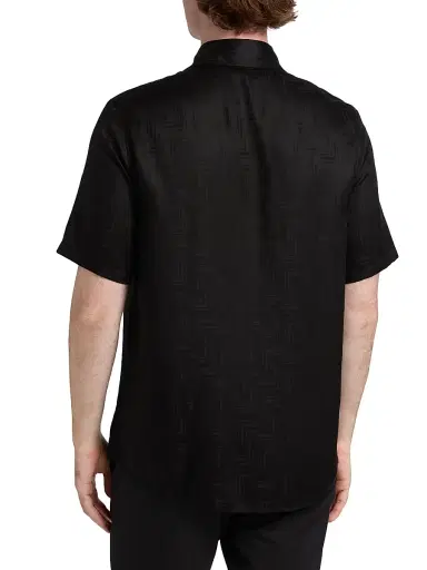 Emporio Armani Men's Jacquard Button-Front Sport Shirt - Black | Thumbnail 5 Emporio Armani Men's Jacquard Button-Front Sport Shirt - Black | Thumbnail 5