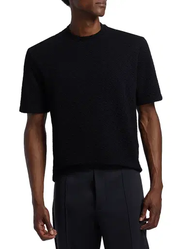 Emporio Armani Men's Textured T-Shirt - Black | Thumbnail 3