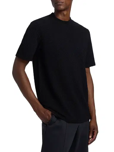 Emporio Armani Men's Textured T-Shirt - Black | Thumbnail 4