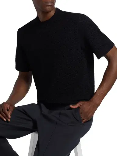 Emporio Armani Men's Textured T-Shirt - Black | Thumbnail 6