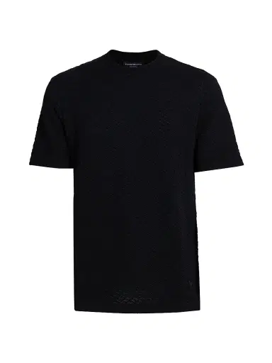 Emporio Armani Men's Textured T-Shirt - Black | Thumbnail 1