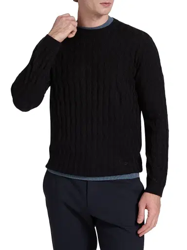 Emporio Armani Men's Textured Zig Zag Crewneck Sweater - Navy - Size XL | Thumbnail 3 Emporio Armani Men's Textured Zig Zag Crewneck Sweater - Navy - Size XL | Thumbnail 3
