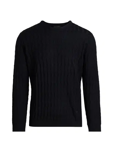 Emporio Armani Men's Textured Zig Zag Crewneck Sweater - Navy - Size XL | Thumbnail 1 Emporio Armani Men's Textured Zig Zag Crewneck Sweater - Navy - Size XL | Thumbnail 1