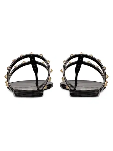 Valentino Garavani Women's Rockstud Flat Rubber Sandals - Black | Thumbnail 3 Valentino Garavani Women's Rockstud Flat Rubber Sandals - Black | Thumbnail 3