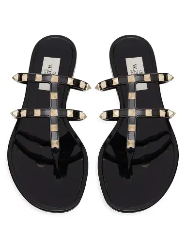 Valentino Garavani Women's Rockstud Flat Rubber Sandals - Black | Thumbnail 4 Valentino Garavani Women's Rockstud Flat Rubber Sandals - Black | Thumbnail 4