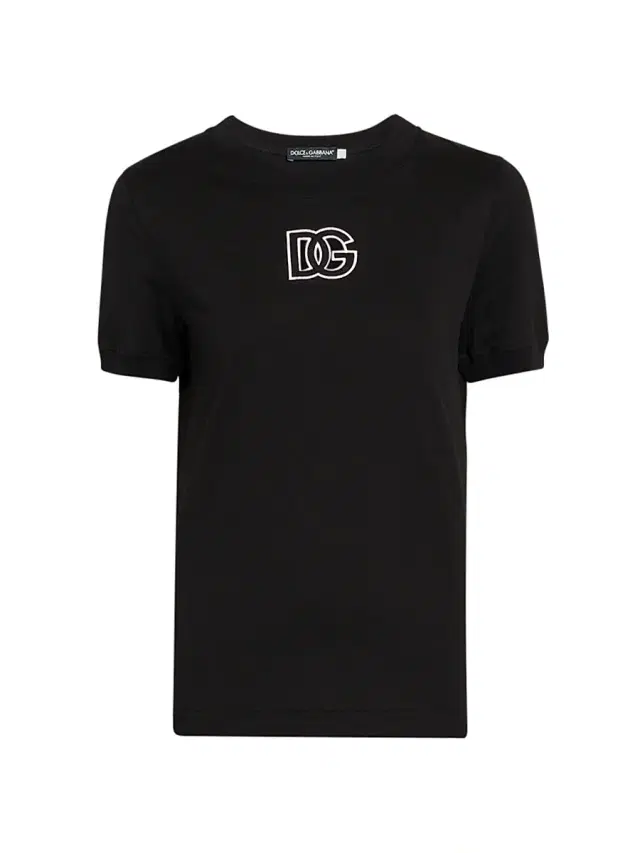 Women's Cut-Out Logo Cotton T-Shirt - Black