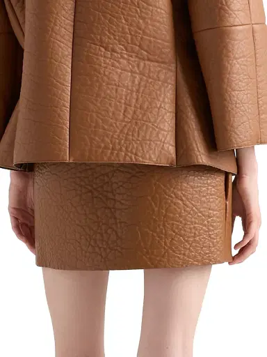 Prada Women's Nappa Leather Mini Skirt - Brown | Thumbnail 3