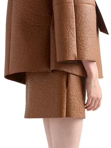 Prada Women's Nappa Leather Mini Skirt - Brown | Thumbnail 4
