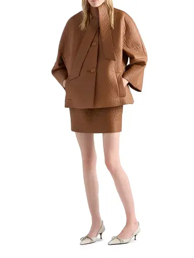 Prada Women's Nappa Leather Mini Skirt - Brown | Thumbnail 5
