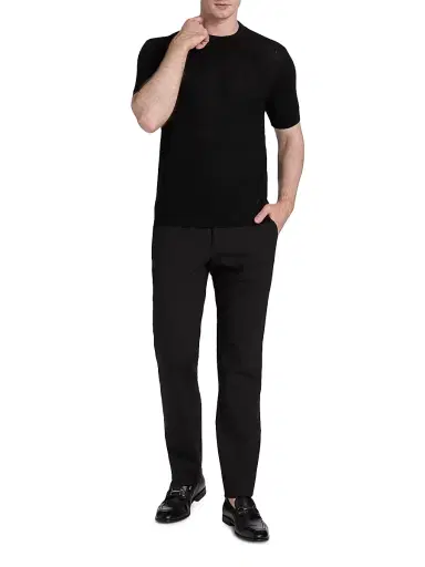 Emporio Armani Men's Textured Knit Short-Sleeve Sweater - Black - Size XL | Thumbnail 2
