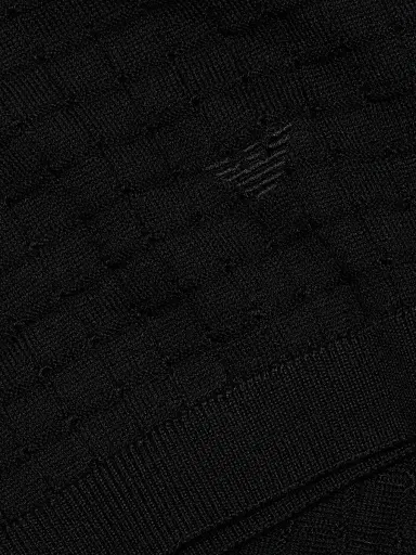 Emporio Armani Men's Textured Knit Short-Sleeve Sweater - Black - Size XL | Thumbnail 7