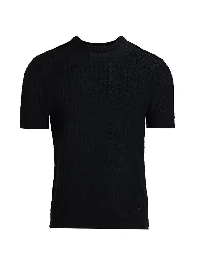 Men's Textured Knit Short-Sleeve Sweater - Black