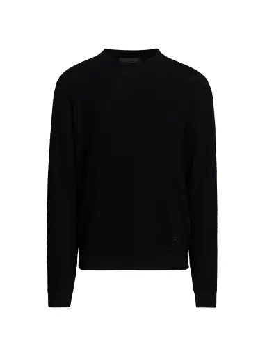 Emporio Armani Men's Tonal Basket Weave Virgin Wool Sweater - Black - Size XXL | Thumbnail 1 Emporio Armani Men's Tonal Basket Weave Virgin Wool Sweater - Black - Size XXL | Thumbnail 1