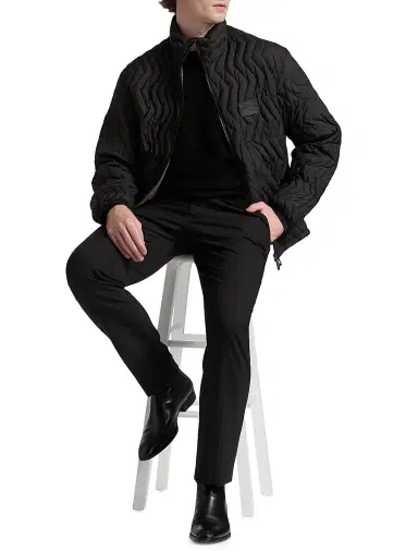 Emporio Armani Men's Zig-Zag Padded Down Jacket - Black - Size 44 | Thumbnail 2 Emporio Armani Men's Zig-Zag Padded Down Jacket - Black - Size 44 | Thumbnail 2
