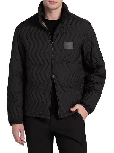 Emporio Armani Men's Zig-Zag Padded Down Jacket - Black - Size 44 | Thumbnail 3 Emporio Armani Men's Zig-Zag Padded Down Jacket - Black - Size 44 | Thumbnail 3