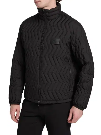 Emporio Armani Men's Zig-Zag Padded Down Jacket - Black - Size 44 | Thumbnail 4 Emporio Armani Men's Zig-Zag Padded Down Jacket - Black - Size 44 | Thumbnail 4