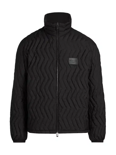 Emporio Armani Men's Zig-Zag Padded Down Jacket - Black - Size 44 | Thumbnail 1 Emporio Armani Men's Zig-Zag Padded Down Jacket - Black - Size 44 | Thumbnail 1