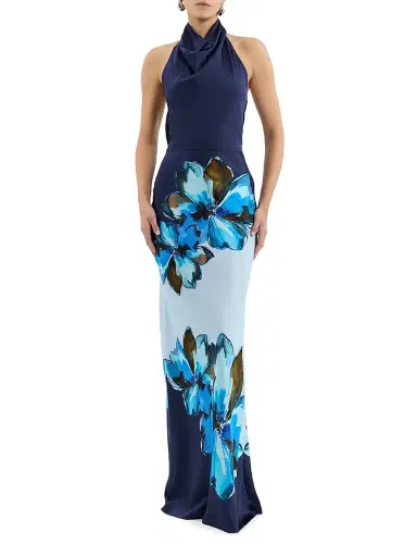 Rebecca Vallance Women's Cyran Floral Silk Halterneck Maxi Dress - Print | Thumbnail 1