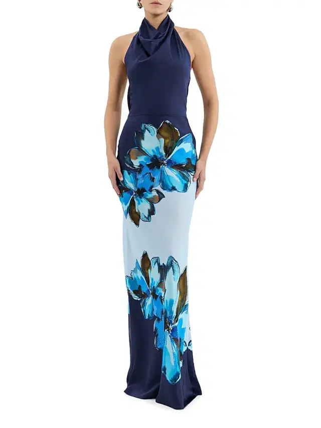 Rebecca Vallance Women's Cyran Floral Silk Halterneck Maxi Dress - Print