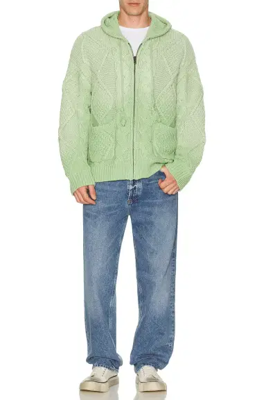 Found Found Zip Up Cable Knit Hoodie | Thumbnail 2 Found Found Zip Up Cable Knit Hoodie | Thumbnail 2