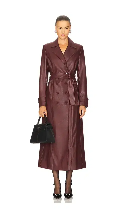 Bardot Faux Leather Longline Coat
