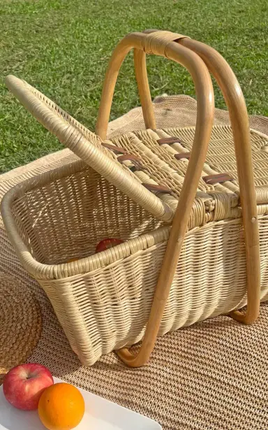 MOMIJI Aurelie Rattan Picnic Basket - Brown | Thumbnail 2 MOMIJI Aurelie Rattan Picnic Basket - Brown | Thumbnail 2