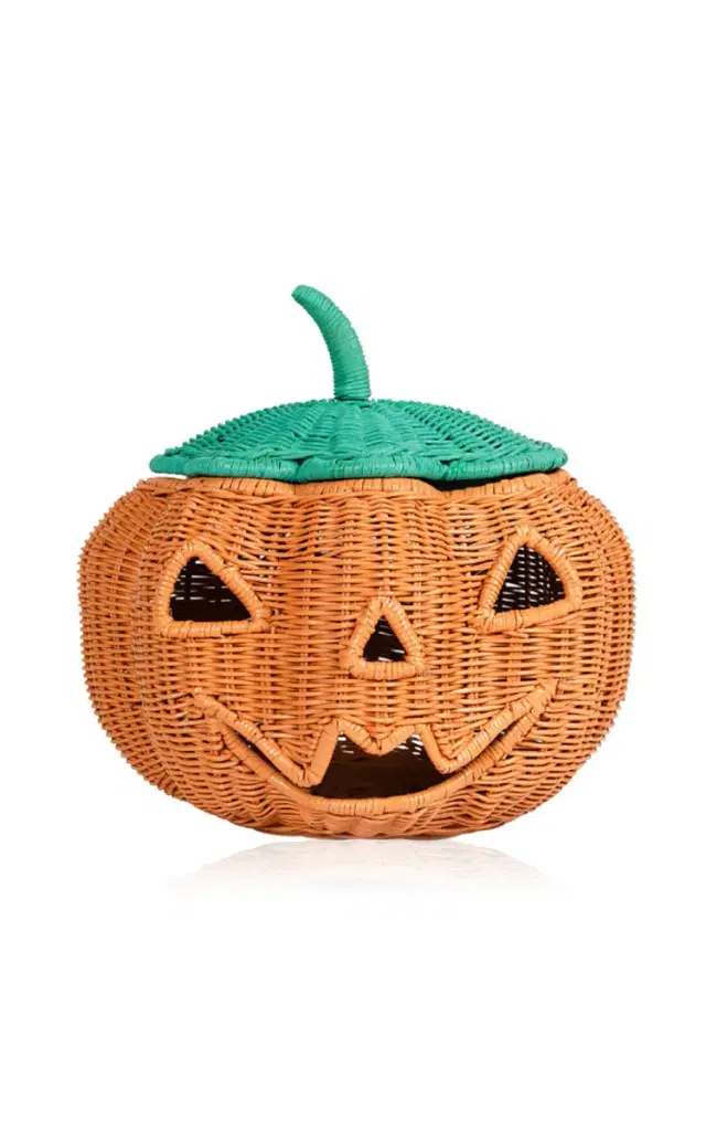 Pumpkin Face Rattan Halloween Basket - Orange Pumpkin Face Rattan Halloween Basket - Orange