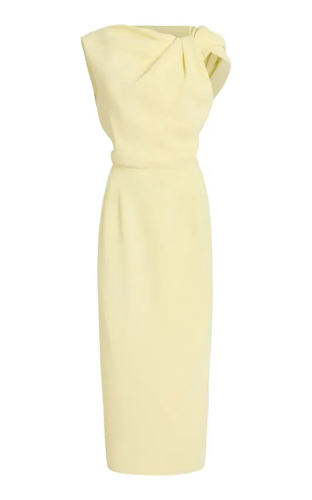 Draped Crepe Midi Dress