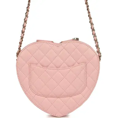 Chanel Chanel CC In Love Large Heart Bag with Chain Light Pink Lambskin Light Gold Hardware | Thumbnail 5 Chanel Chanel CC In Love Large Heart Bag with Chain Light Pink Lambskin Light Gold Hardware | Thumbnail 5