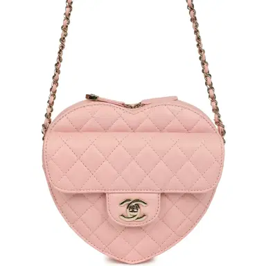 Chanel Chanel CC In Love Large Heart Bag with Chain Light Pink Lambskin Light Gold Hardware | Thumbnail 1 Chanel Chanel CC In Love Large Heart Bag with Chain Light Pink Lambskin Light Gold Hardware | Thumbnail 1